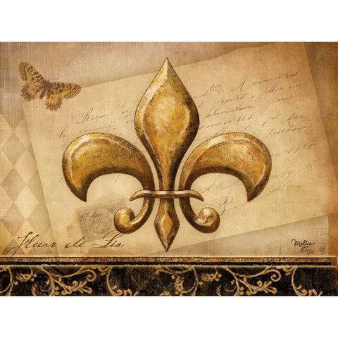 Fleur-de-lis XIII   Black Modern Wood Framed Art Print with Double Matting by Mollie B.