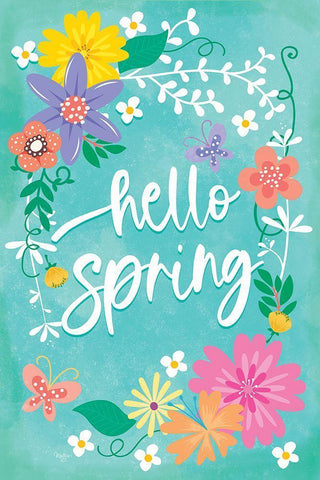 Hello Spring I Black Ornate Wood Framed Art Print with Double Matting by Mollie B.
