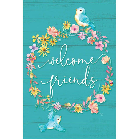 Welcome Spring Family Black Modern Wood Framed Art Print with Double Matting by Mollie B.