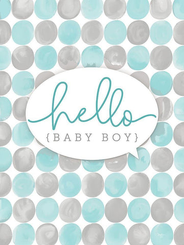 Hello Baby Boy White Modern Wood Framed Art Print with Double Matting by Mollie B.