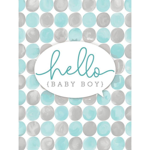 Hello Baby Boy Black Modern Wood Framed Art Print by Mollie B.