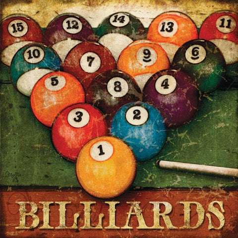 Billiards White Modern Wood Framed Art Print with Double Matting by Mollie B.