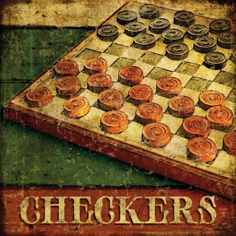 Checkers Gold Ornate Wood Framed Art Print with Double Matting by Mollie B.