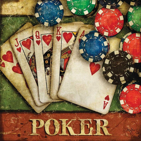 Poker Black Ornate Wood Framed Art Print with Double Matting by Mollie B.