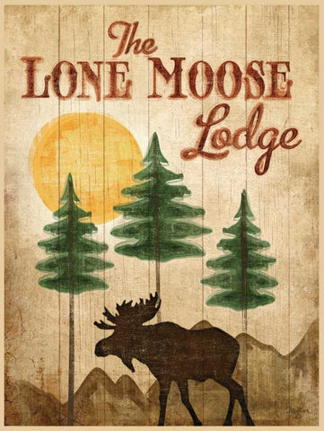 Lone Moose White Modern Wood Framed Art Print with Double Matting by Mollie B.