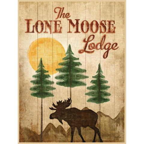 Lone Moose Black Modern Wood Framed Art Print by Mollie B.