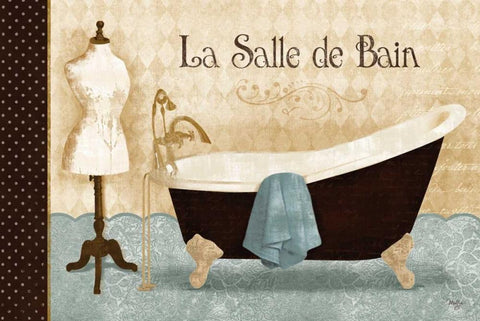 La Salle de Bain Black Ornate Wood Framed Art Print with Double Matting by Mollie B.