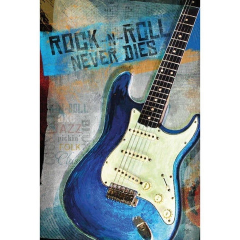 Rock-n-Roll Never Dies Gold Ornate Wood Framed Art Print with Double Matting by Mollie B.