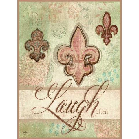 Laugh Often White Modern Wood Framed Art Print by Mollie B.