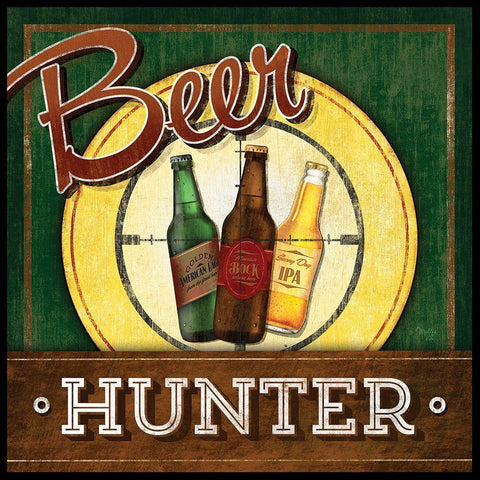 Beer Hunter Gold Ornate Wood Framed Art Print with Double Matting by Mollie B.