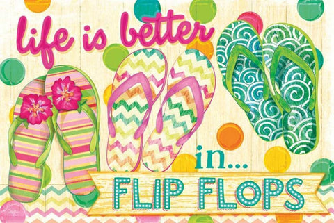Life is Better in Flip Flops White Modern Wood Framed Art Print with Double Matting by Mollie B.