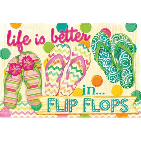 Life is Better in Flip Flops White Modern Wood Framed Art Print by Mollie B.