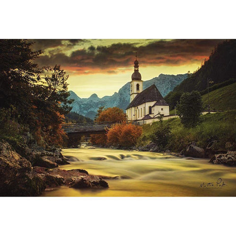 The Church Black Modern Wood Framed Art Print with Double Matting by Podt, Martin