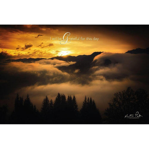 I Will be Grateful for This Day Black Modern Wood Framed Art Print by Podt, Martin