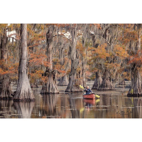 Me in a Canoe White Modern Wood Framed Art Print by Podt, Martin