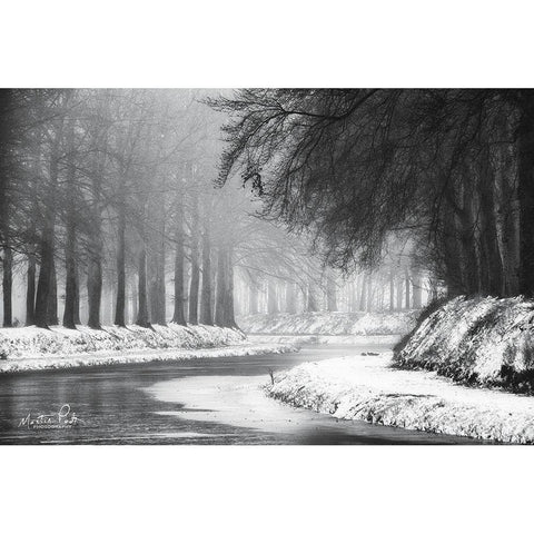 Winter River Gold Ornate Wood Framed Art Print with Double Matting by Podt, Martin