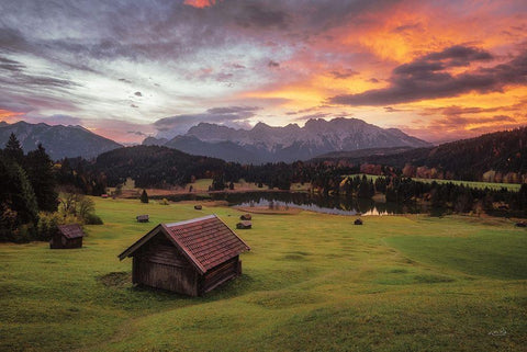 A Perfect Morning in the Alps White Modern Wood Framed Art Print with Double Matting by Podt, Martin