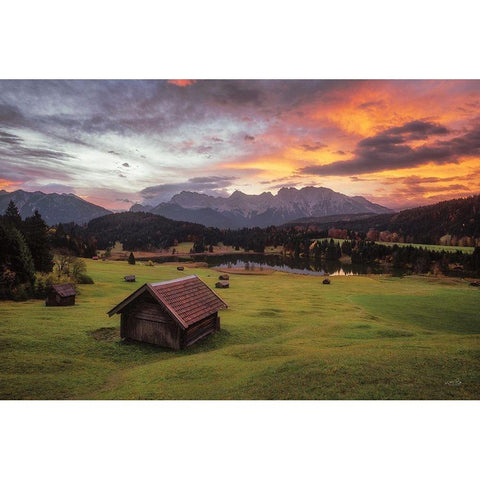 A Perfect Morning in the Alps White Modern Wood Framed Art Print by Podt, Martin