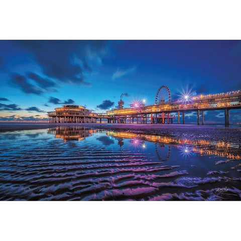 Blue Hour II White Modern Wood Framed Art Print by Podt, Martin