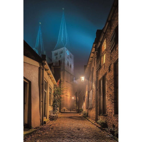 Church 2 Black Modern Wood Framed Art Print with Double Matting by Podt, Martin