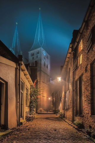 Church 2 Black Ornate Wood Framed Art Print with Double Matting by Podt, Martin