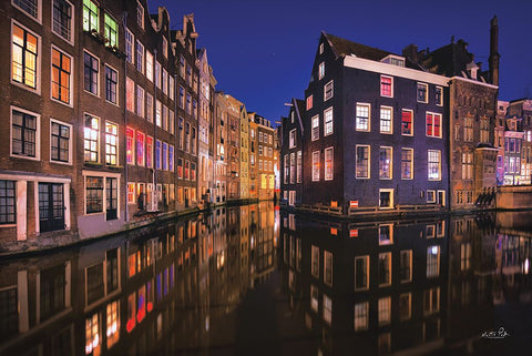 Building Row Reflections 3 White Modern Wood Framed Art Print with Double Matting by Podt, Martin