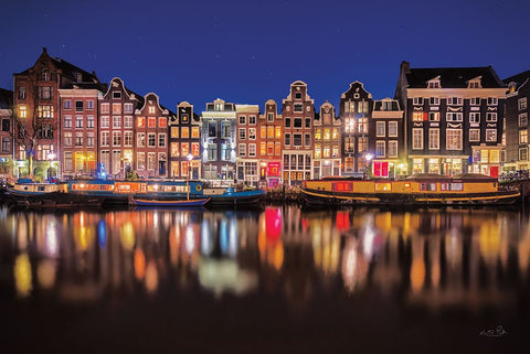 Building Row Reflections 4 Black Ornate Wood Framed Art Print with Double Matting by Podt, Martin