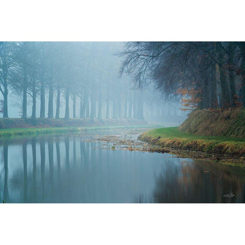 Foggy Reflections    Black Modern Wood Framed Art Print by Podt, Martin