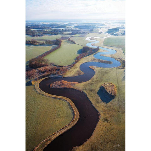 Flat Country from Above White Modern Wood Framed Art Print by Podt, Martin
