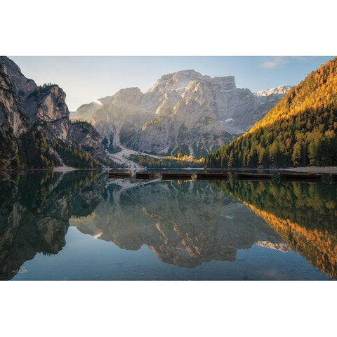 Mountain Reflections Black Modern Wood Framed Art Print with Double Matting by Podt, Martin