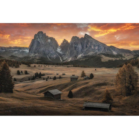 Seiser Alm Dreamscape  White Modern Wood Framed Art Print by Podt, Martin