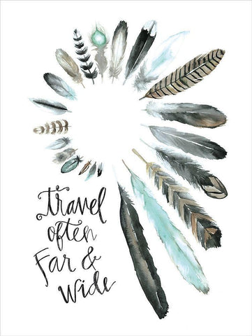 Travel Often Far and Wide White Modern Wood Framed Art Print with Double Matting by Masey St. Studios