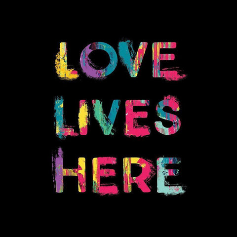 Love Lives Here White Modern Wood Framed Art Print by Masey St. Studios