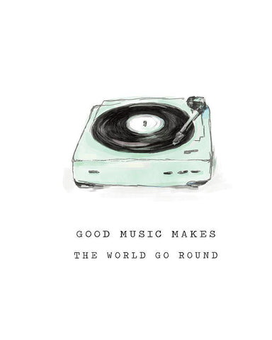 Good Music Makes the World Go Round Black Ornate Wood Framed Art Print with Double Matting by Masey St. Studios