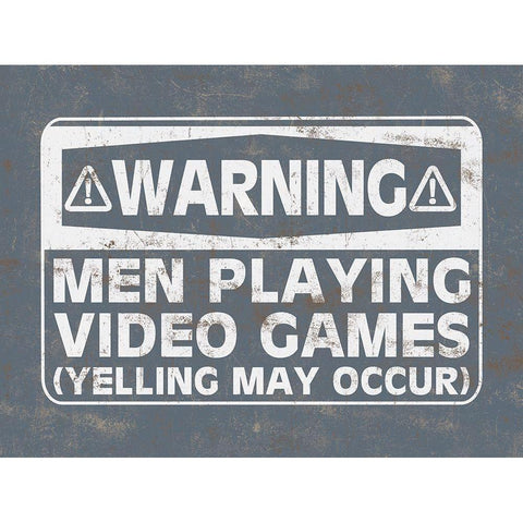 Men Playing Video Games Black Modern Wood Framed Art Print with Double Matting by Masey St. Studios