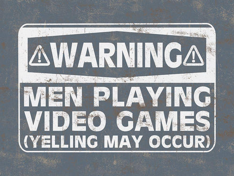Men Playing Video Games Black Ornate Wood Framed Art Print with Double Matting by Masey St. Studios