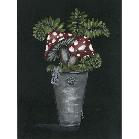 Toadstool Black Modern Wood Framed Art Print by Norkus, Julie