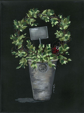 Good Luck Topiary Black Ornate Wood Framed Art Print with Double Matting by Norkus, Julie