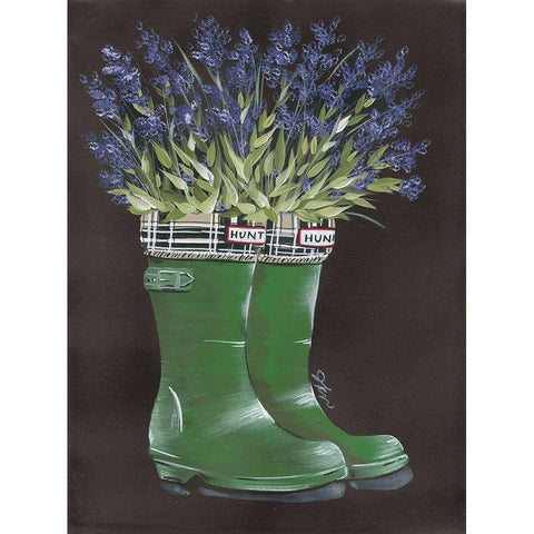 Rain, Rain Lavender Black Modern Wood Framed Art Print by Norkus, Julie