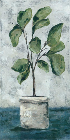 Fiddle Leaf Fig Black Ornate Wood Framed Art Print with Double Matting by Norkus, Julie