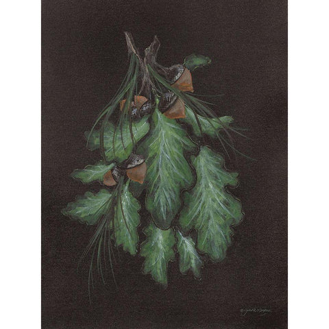 Oak and Acorn Gold Ornate Wood Framed Art Print with Double Matting by Norkus, Julie