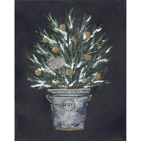 Winter Greens Bucket of Joy White Modern Wood Framed Art Print by Norkus, Julie