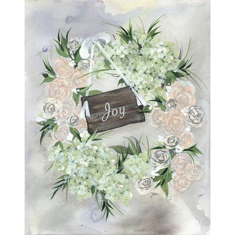 Hydrangea Wreath Pale Pink Black Modern Wood Framed Art Print by Norkus, Julie