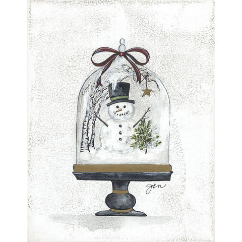 Snowman Cloche Black Modern Wood Framed Art Print by Norkus, Julie