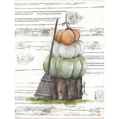 Raking Leaves Black Modern Wood Framed Art Print with Double Matting by Norkus, Julie