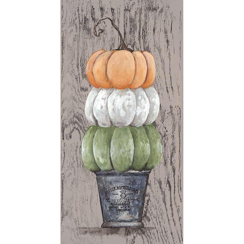 Triple Pumpkin in Stamped Pot White Modern Wood Framed Art Print by Norkus, Julie