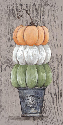 Triple Pumpkin in Stamped Pot White Modern Wood Framed Art Print with Double Matting by Norkus, Julie