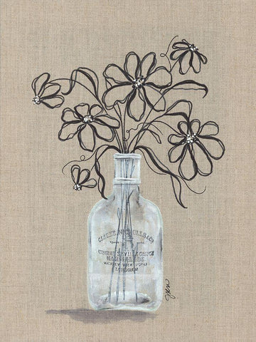 Sketchy Floral 1 Black Ornate Wood Framed Art Print with Double Matting by Norkus, Julie