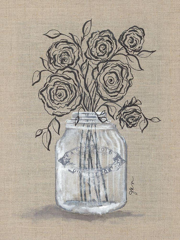 Sketchy Floral 2 White Modern Wood Framed Art Print with Double Matting by Norkus, Julie
