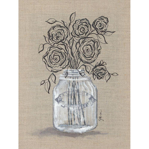 Sketchy Floral 2 Black Modern Wood Framed Art Print with Double Matting by Norkus, Julie